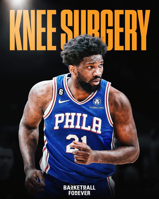 76人官方宣布恩比德左膝手术！仅出战19场赛季报销，未来3年薪资高达1.79亿