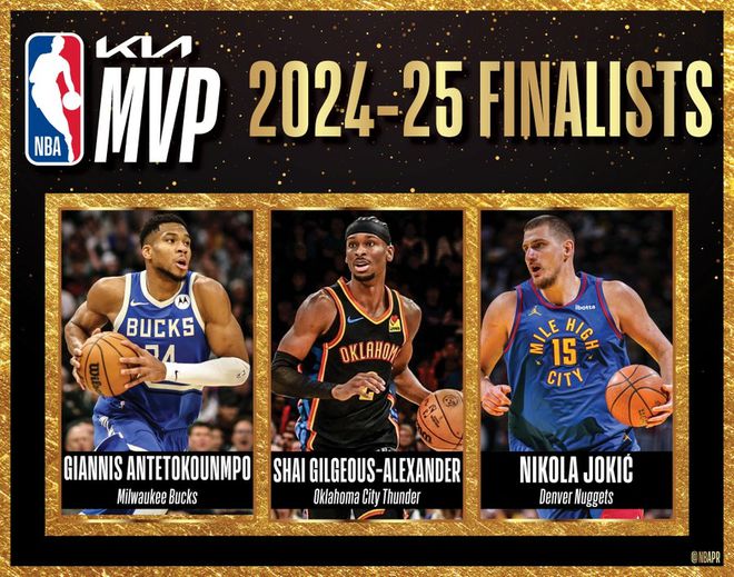 约基奇SGA字母哥角逐MVP，老鹰新星双榜耀眼